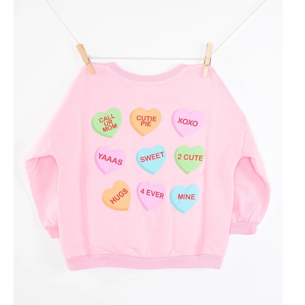 Show Me Your Mumu Mini Pink Conversation Hearts Sweatshirt 3T Made in USA New